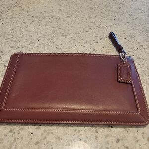 Coach, Burgundy Leather Wristlet,just Like New.